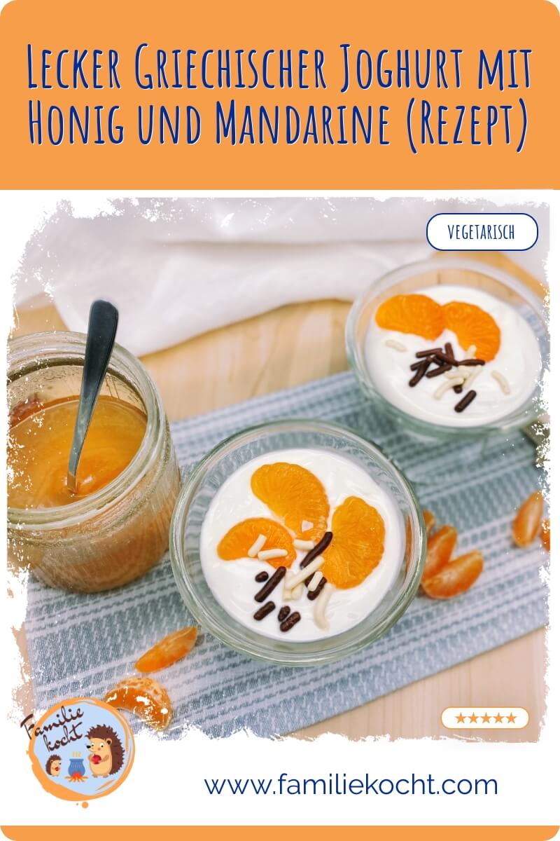 Griechischer Nachtisch Griechischer Joghurt mit Honig und Mandarine