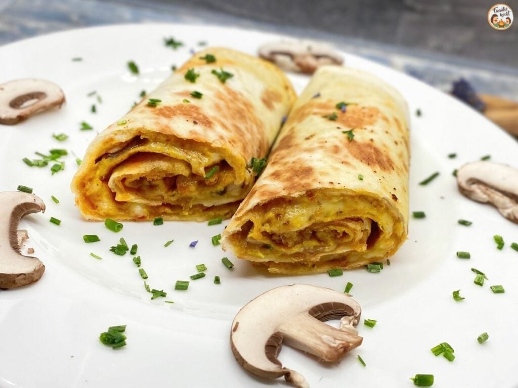 Käse Omlett Wraps mit Pilzen