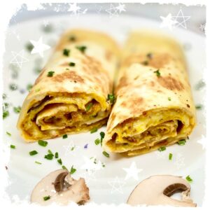 Omelette Wraps mit Champignons und Käse Rezept
