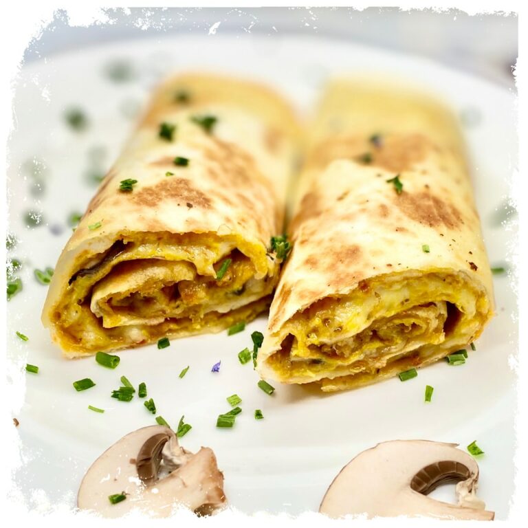 Omelette Wraps mit Champignons und Käse ♨ Schnell und Lecker