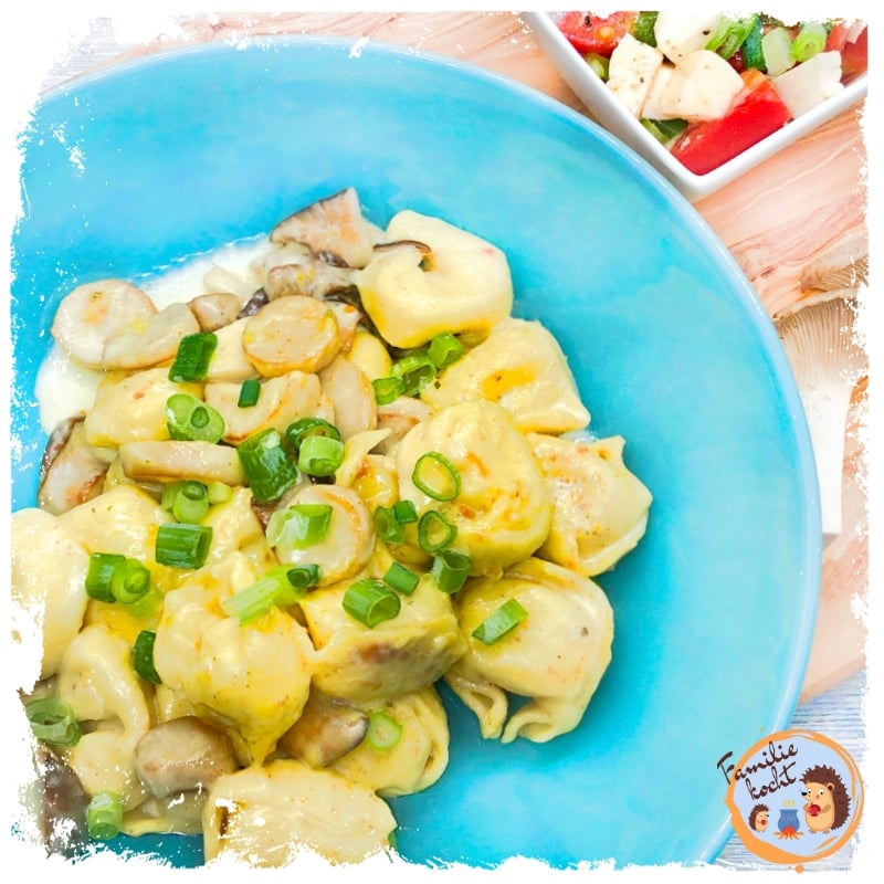 Käsetortelloni mit Kräuterseitlingen