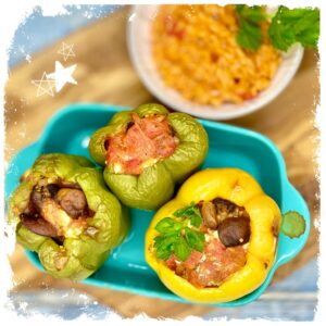 Gefüllte Paprika vegetarisch mit Feta und Champignons Rezept