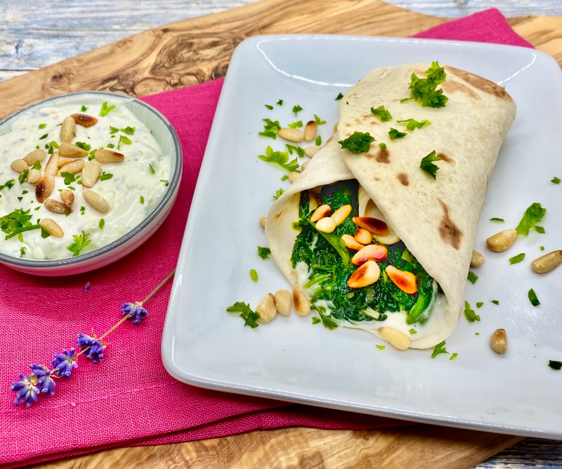 Spinatwraps mit Gorgonzola