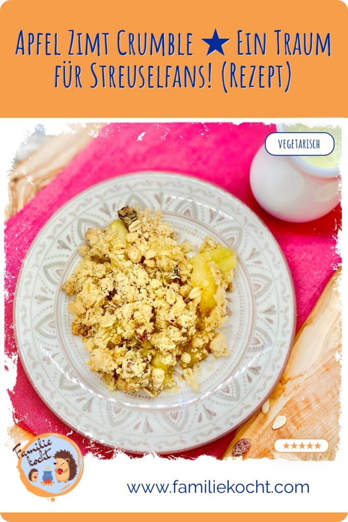 Apfel Zimt Crumble mit Vanillesoße