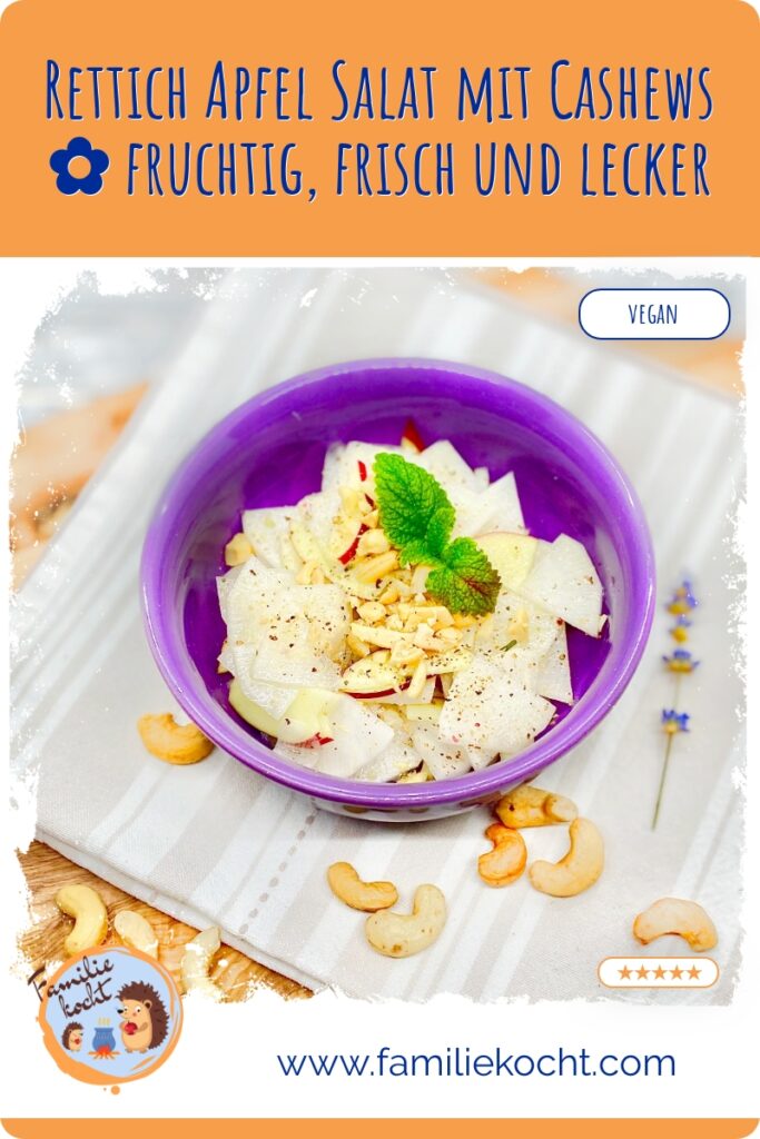 Rettich Apfel Salat mit Cashews Rezept