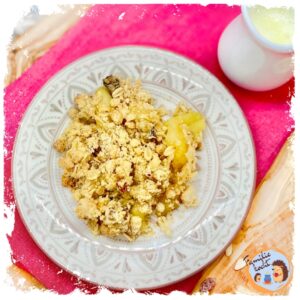 Apfel Zimt Crumble mit Vanillesoße