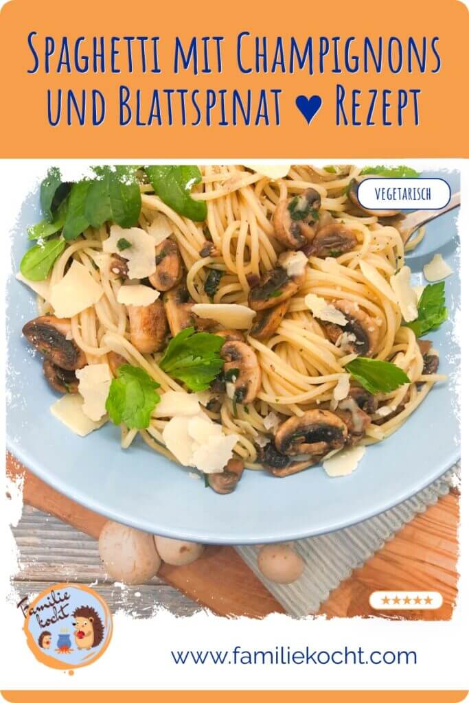 Spaghetti mit Champignons und Blattspinat