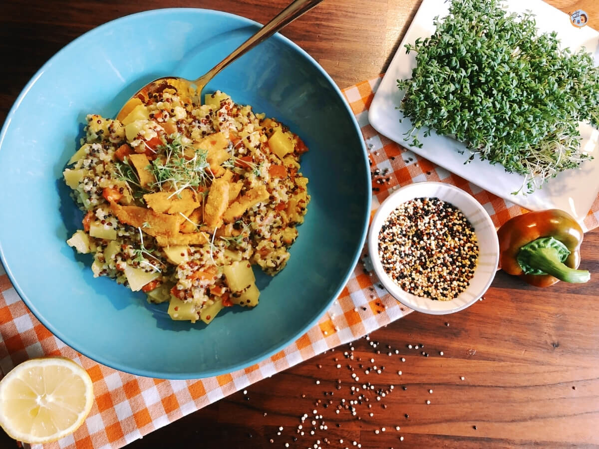 Quinoa Pfanne ♥ mit Veggie Bratstreifen • Familie kocht