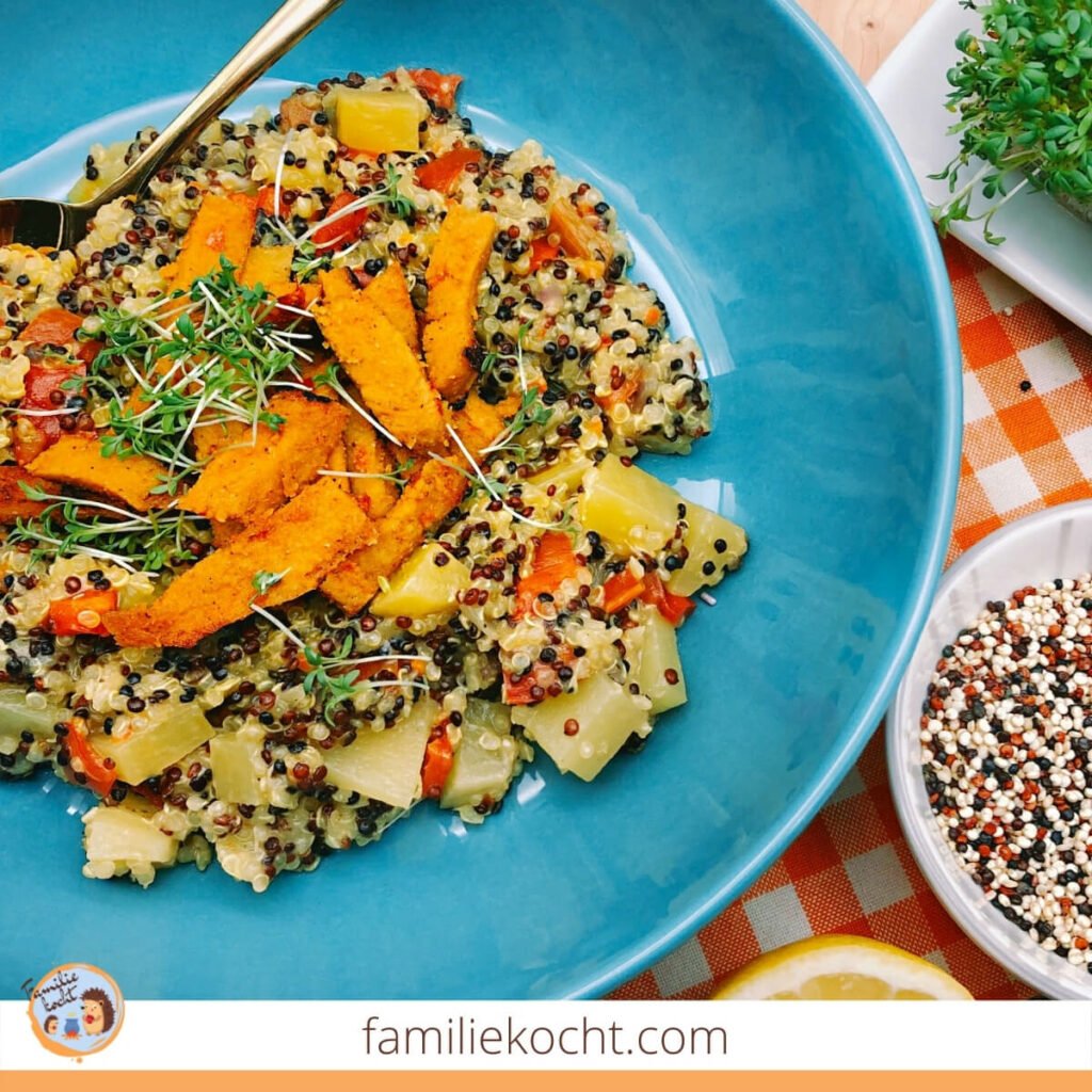 Quinoa Pfanne mit Veggie Bratstreifen