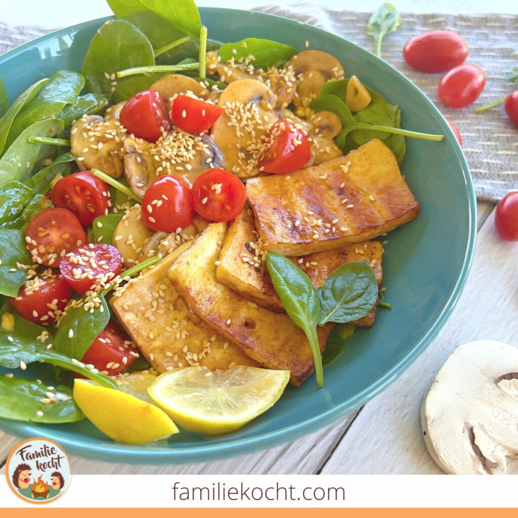 Warmer Champignonsalat mit Tofu