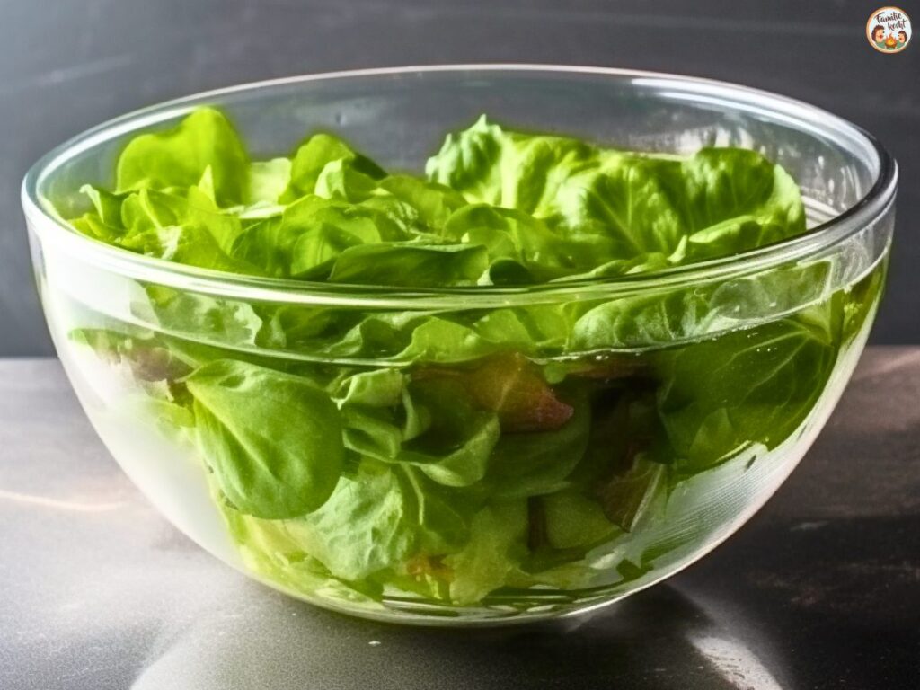 Salat wieder frisch machen im Wasserbad