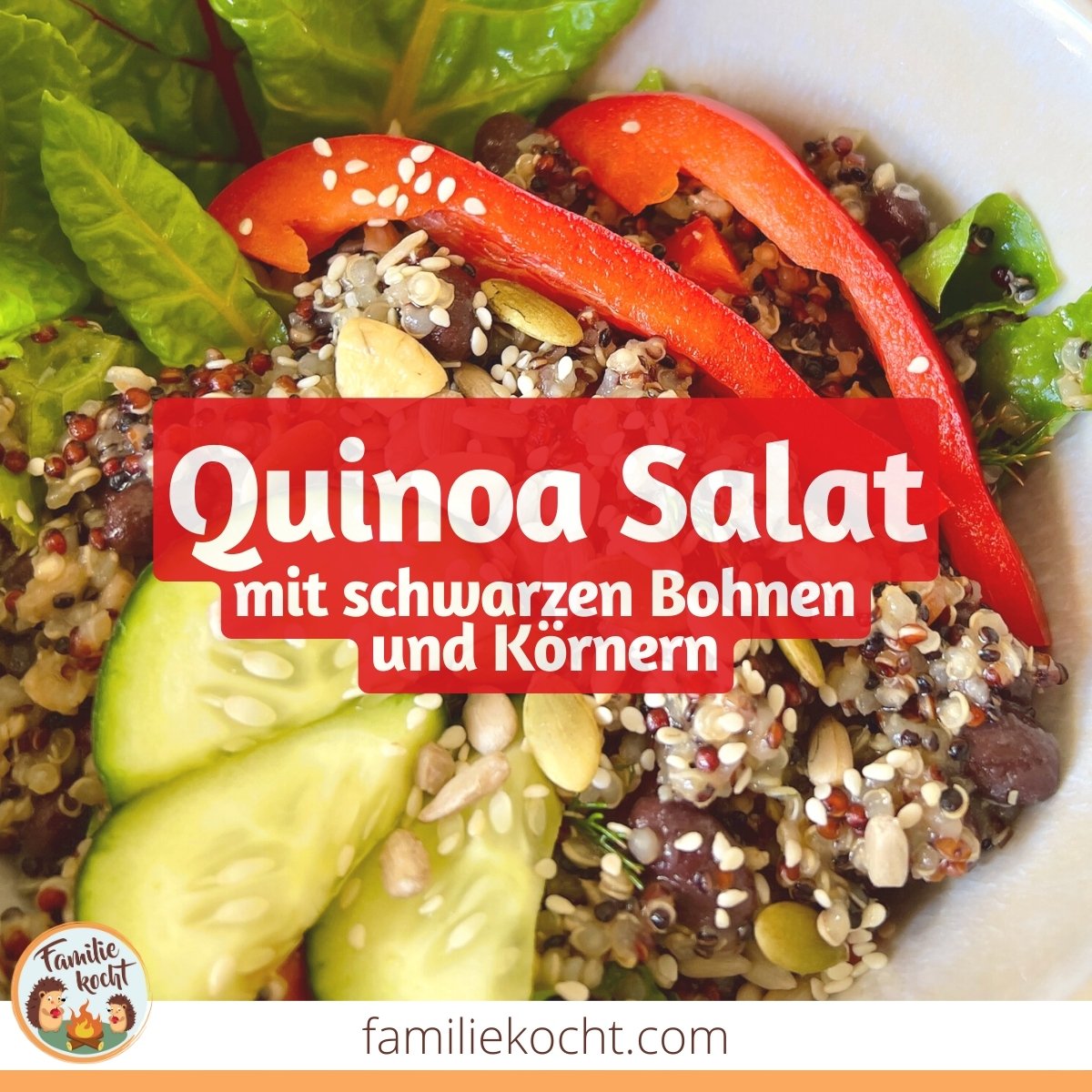 Proteinreicher Salat aus Quinoa • mit Schwarzen Bohnen &amp; Körnern