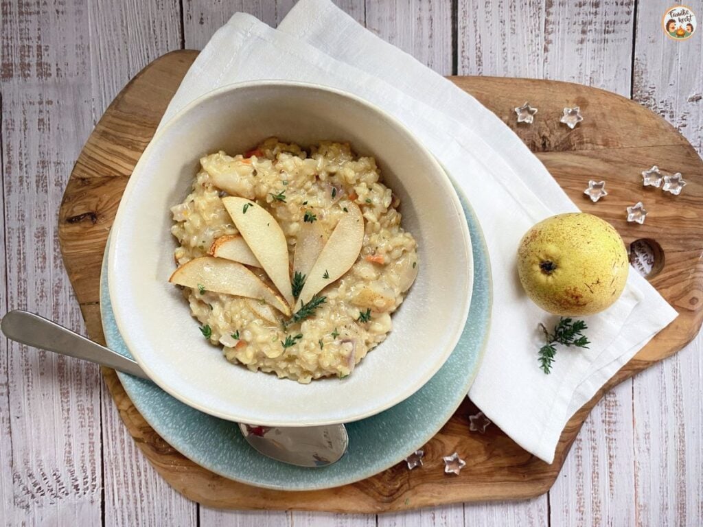 Vollkorn Risotto mit Birne